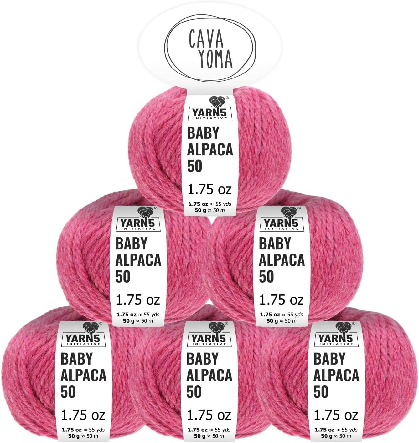 100% Baby Alpaka Yarn BULKY (6 Balls per Bag) Melange - Bublegum Pink