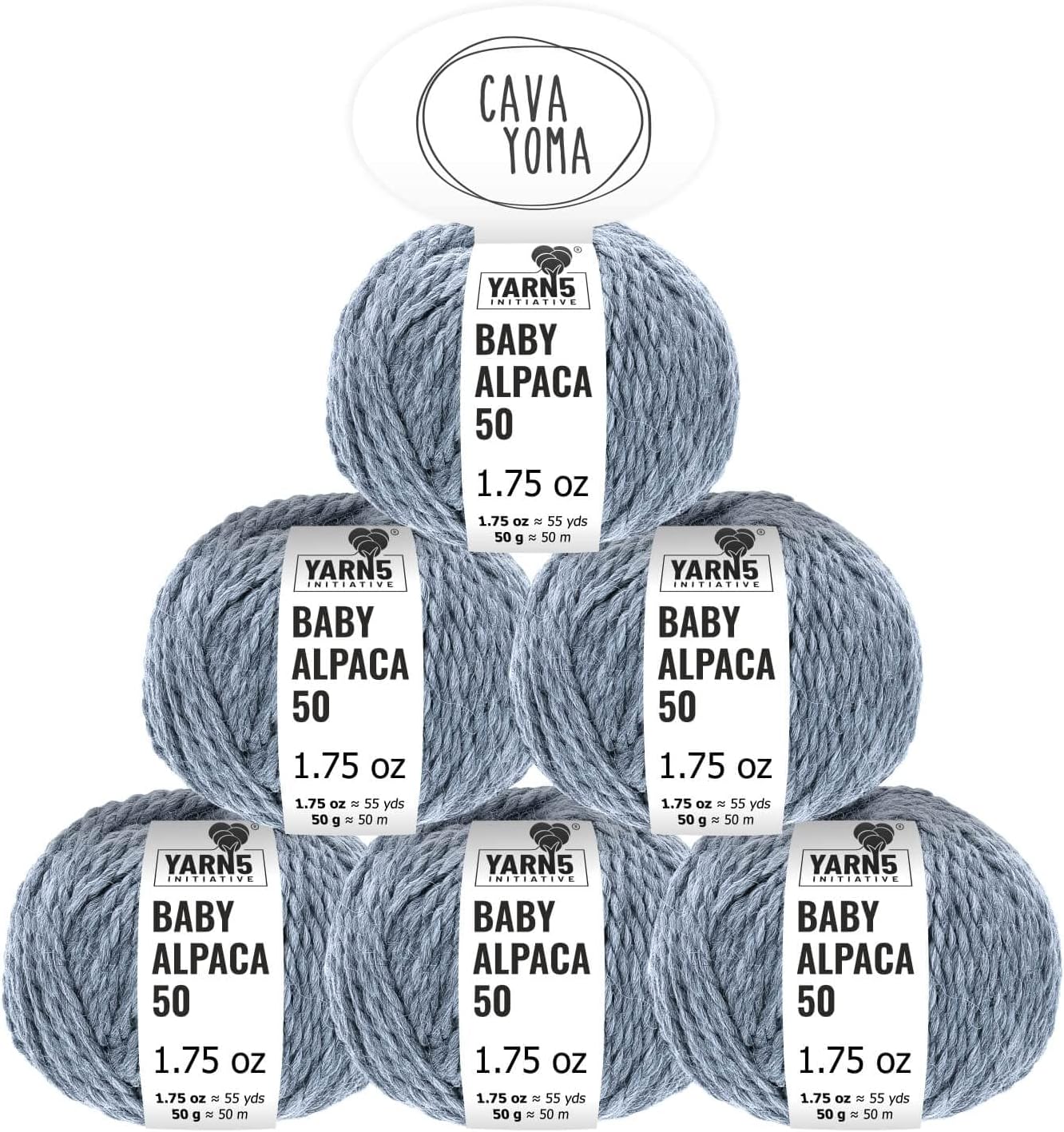 100% Baby Alpaka Yarn BULKY (6 Balls per Bag) Melange - Royal Blue
