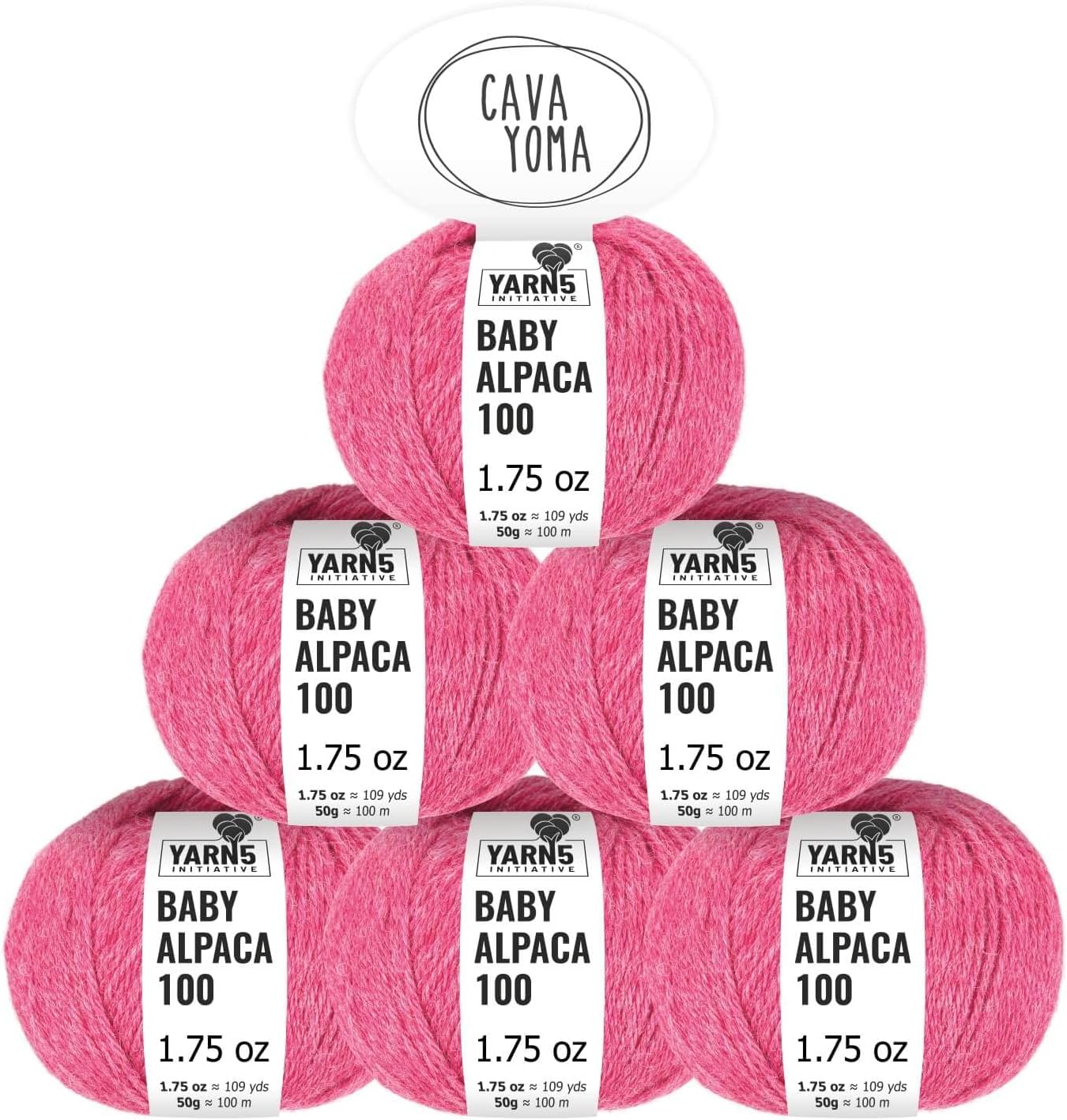 100% Baby Alpaka Yarn DK (6 Balls per Bag) Melange - Bublegum Pink