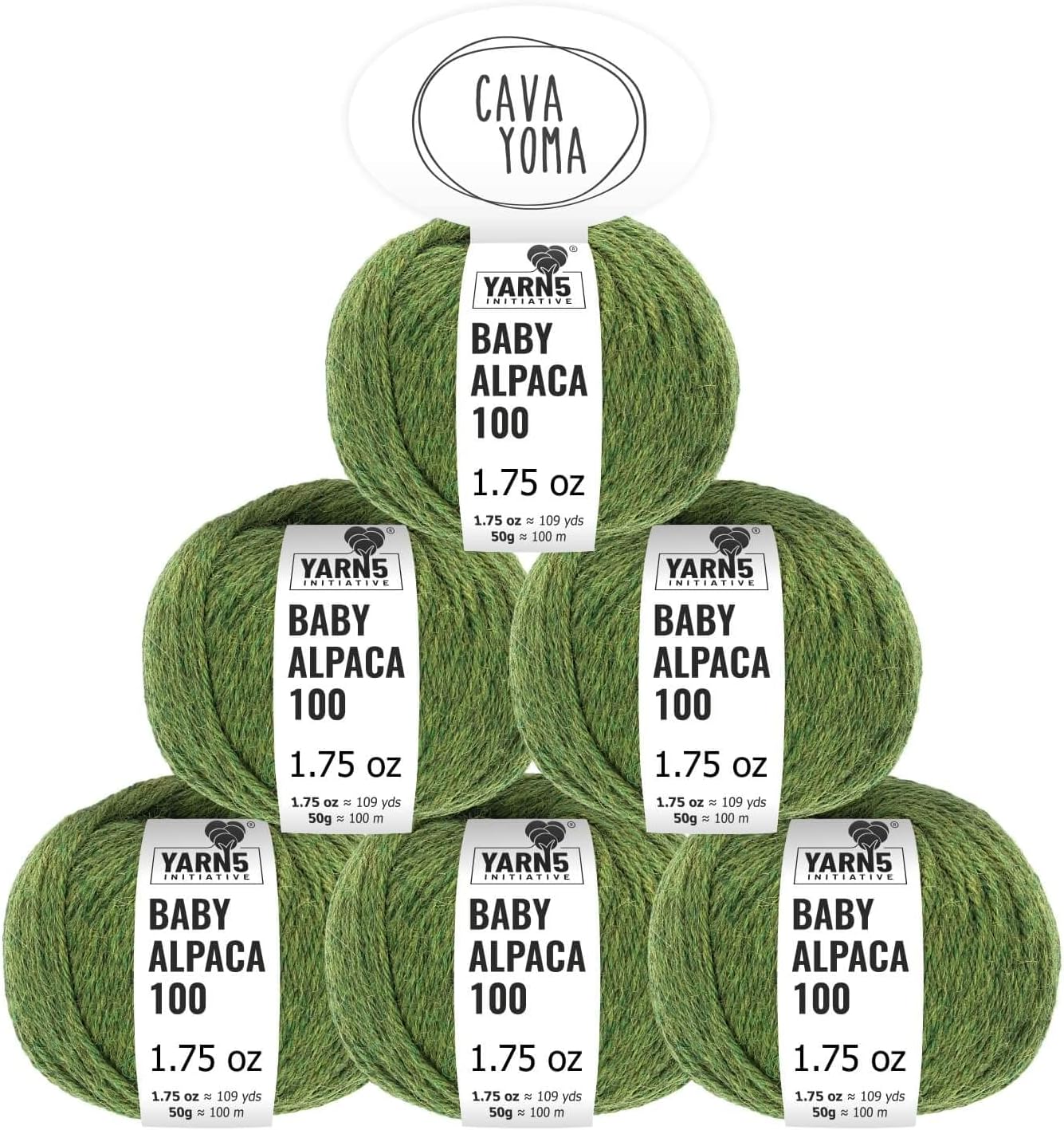 100% Baby Alpaka Yarn DK (6 Balls per Bag) Melange - Wild Green