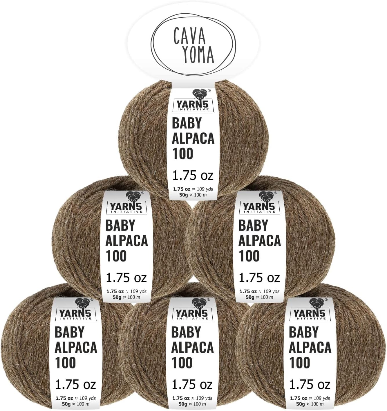 100% Baby Alpaka Yarn DK (6 Balls per Bag) Natural - Chestnut Brown