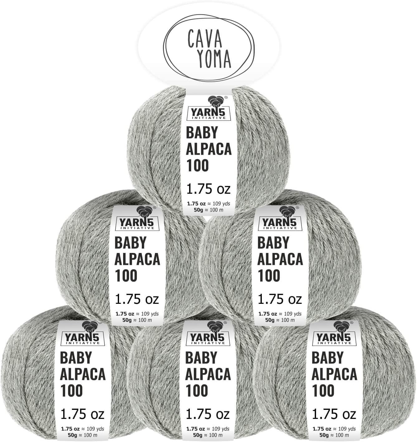 100% Baby Alpaka Yarn DK (6 Balls per Bag) Natural - Cloud Gray