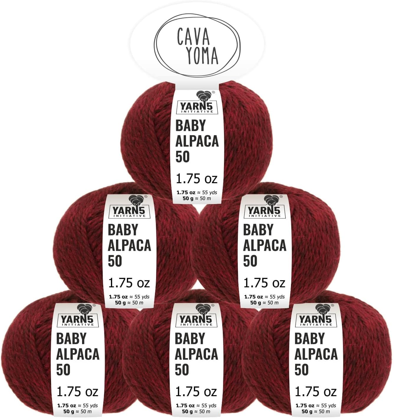 100% Baby Alpaka Yarn BULKY (6 Balls per Bag) Melange - Red Wine