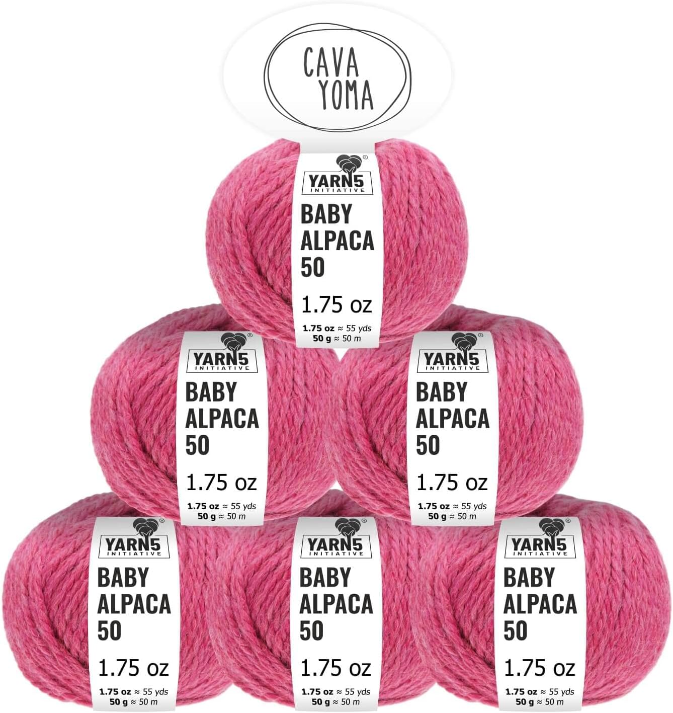 100% Baby Alpaka Yarn BULKY (6 Balls per Bag) Melange - Bublegum Pink