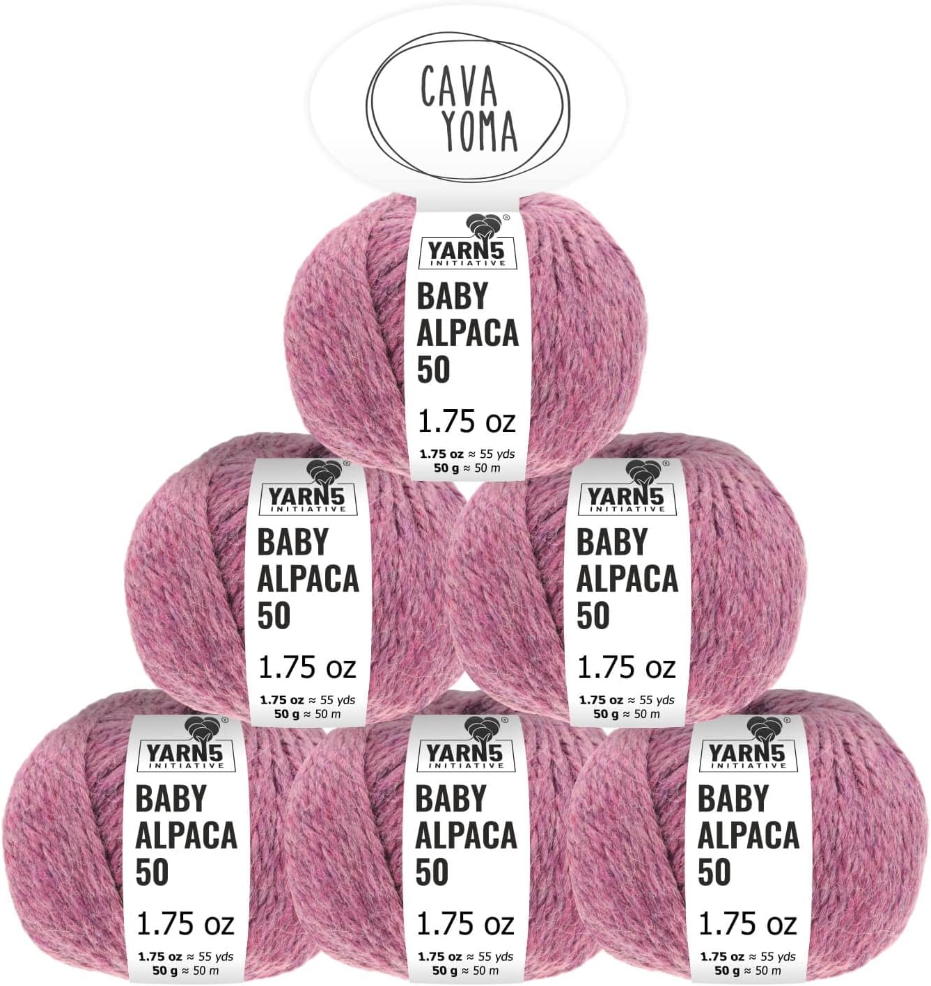 100% Baby Alpaka Yarn BULKY (6 Balls per Bag) Melange - Plum Purple