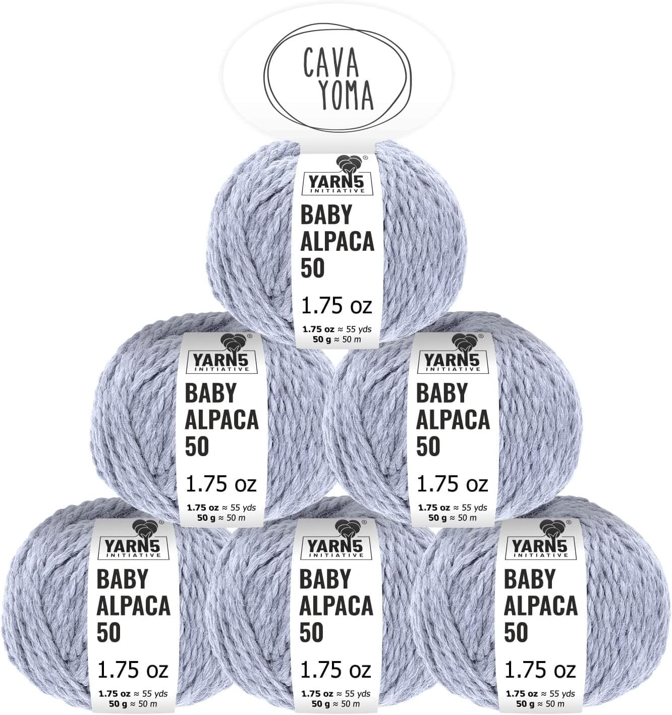 100% Baby Alpaka Yarn BULKY (6 Balls per Bag) Melange - Powder Blue