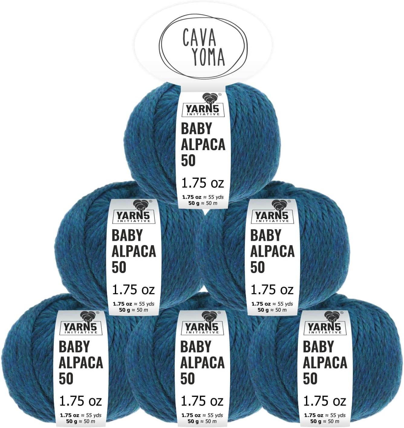 100% Baby Alpaka Yarn BULKY (6 Balls per Bag) Melange - Ocean Blue