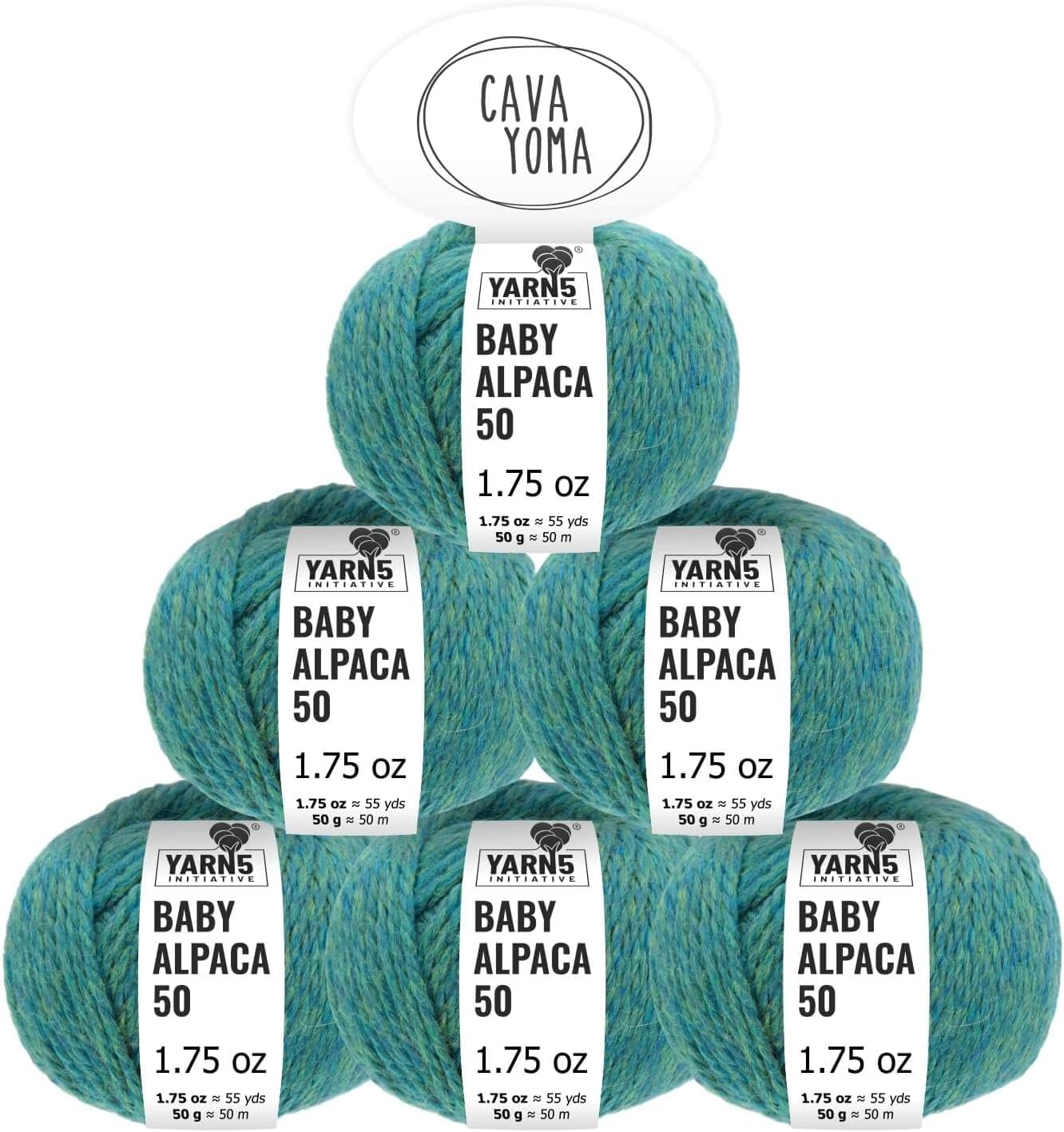 100% Baby Alpaka Yarn BULKY (6 Balls per Bag) Melange - Jade Green