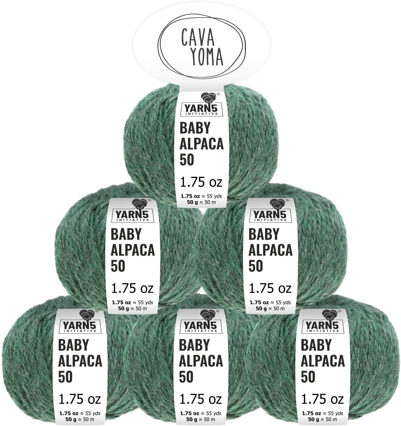 100% Baby Alpaka Yarn BULKY (6 Balls per Bag) Melange - Hunter Green