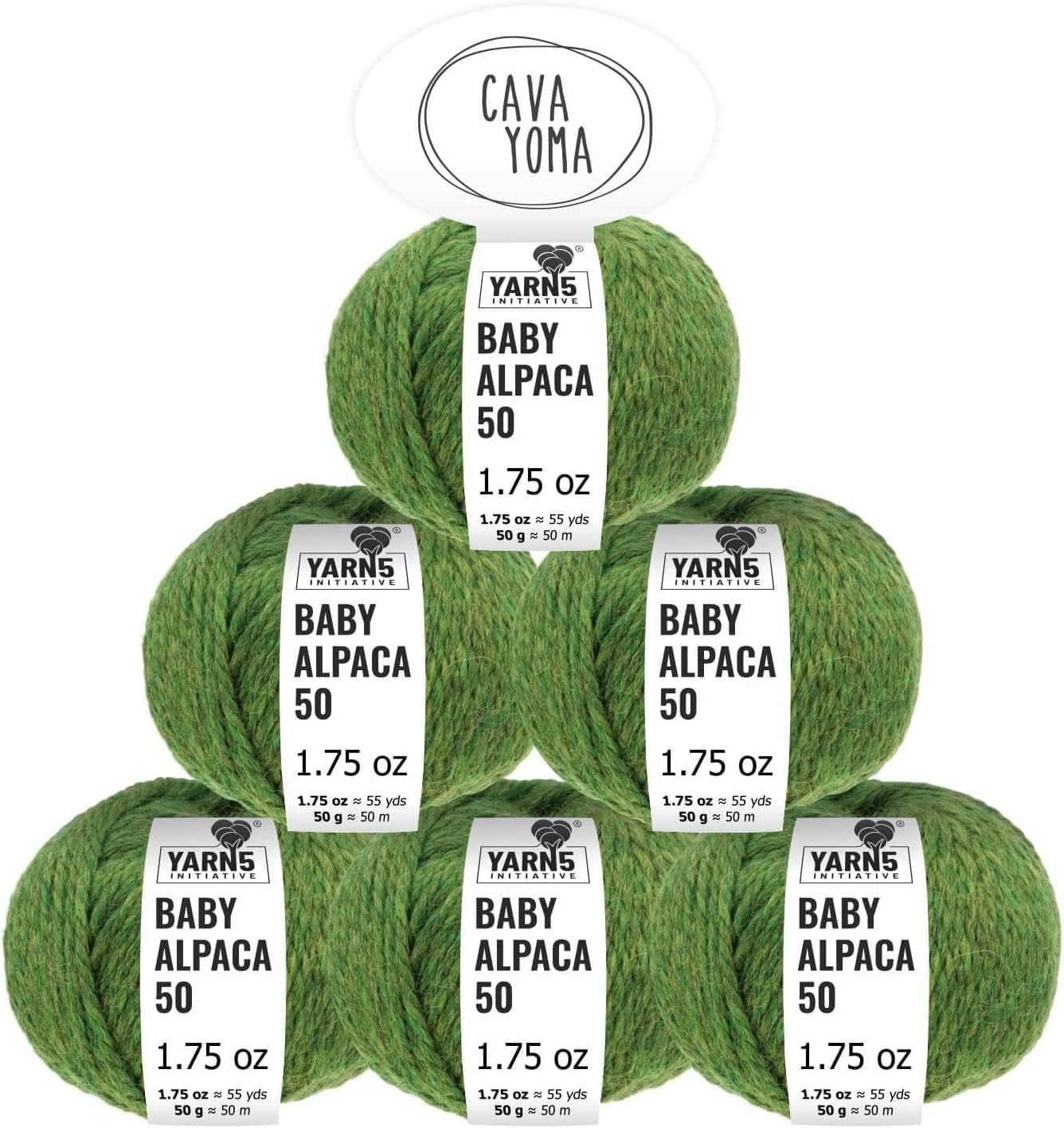 100% Baby Alpaka Yarn BULKY (6 Balls per Bag) Melange - Wild Green