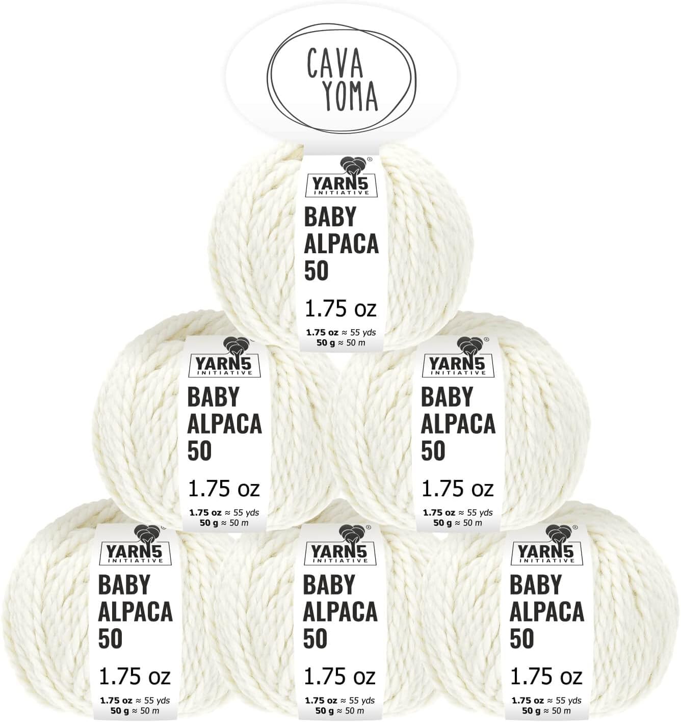 100% Baby Alpaka Yarn BULKY (6 Balls per Bag) Natural - Raw White