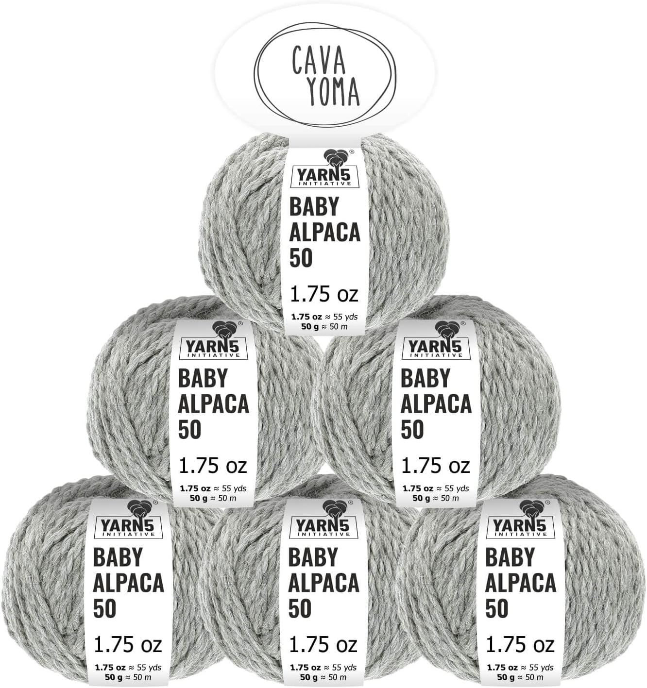 100% Baby Alpaka Yarn BULKY (6 Balls per Bag) Natural - Cloud Gray